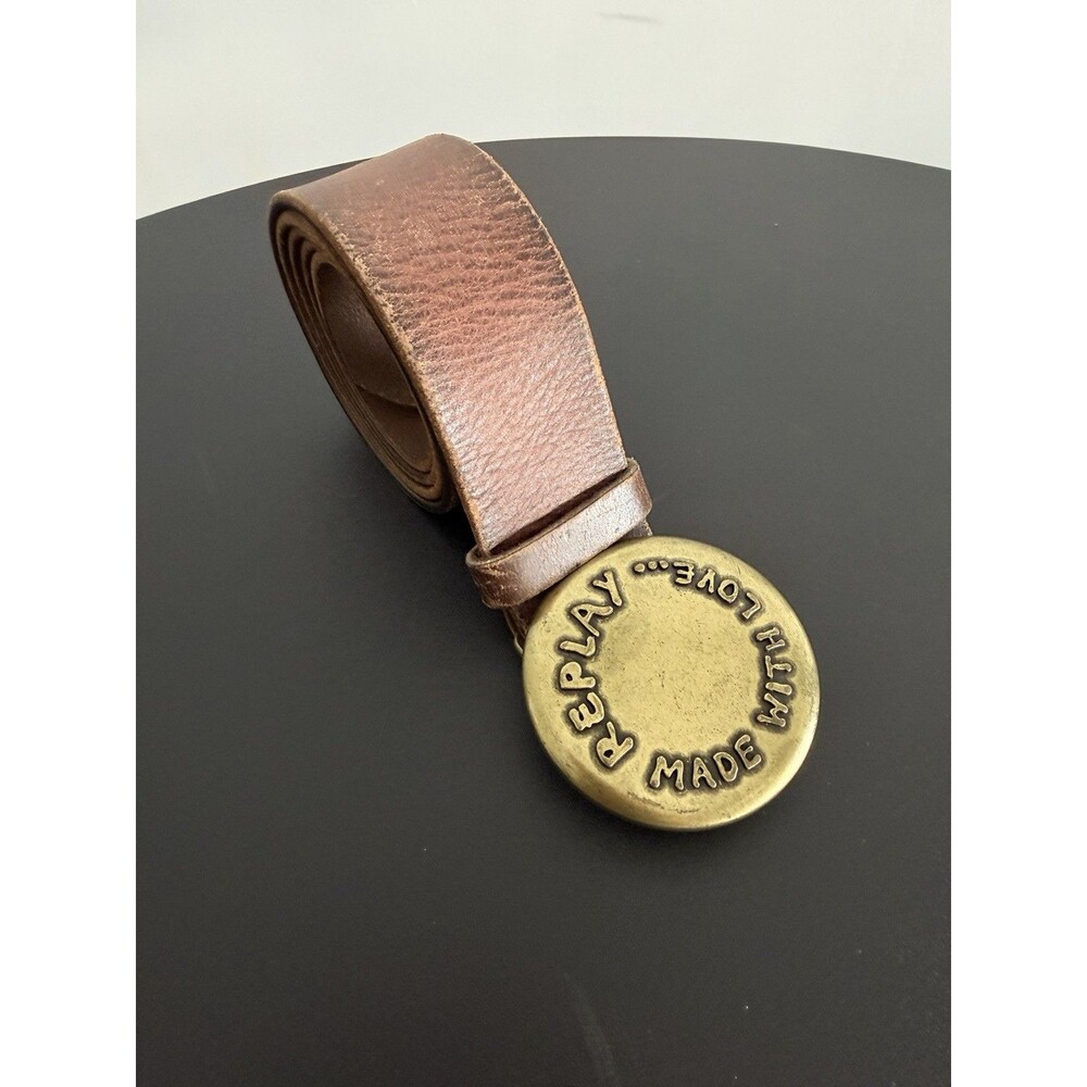 American Eagle Outfitters Women’s Brown Leather Belt Small Replay With Love Buck - Picture 13 of 13